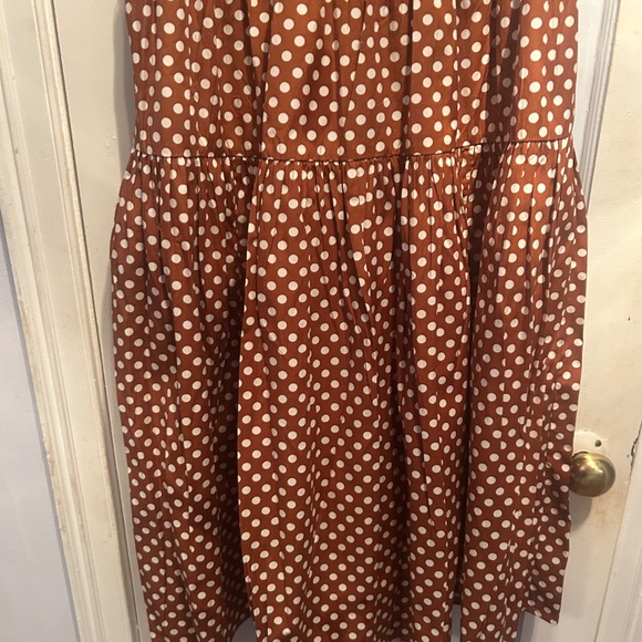 NWT J.Crew Brown and White Polka Dot Midi A-line Sundress Size 12 - Picture 10 of 12